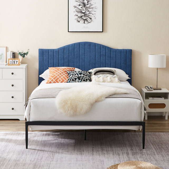 B111 Full bed Beautiful line stripe cushion headboard Strong iron frame with high temperature paint