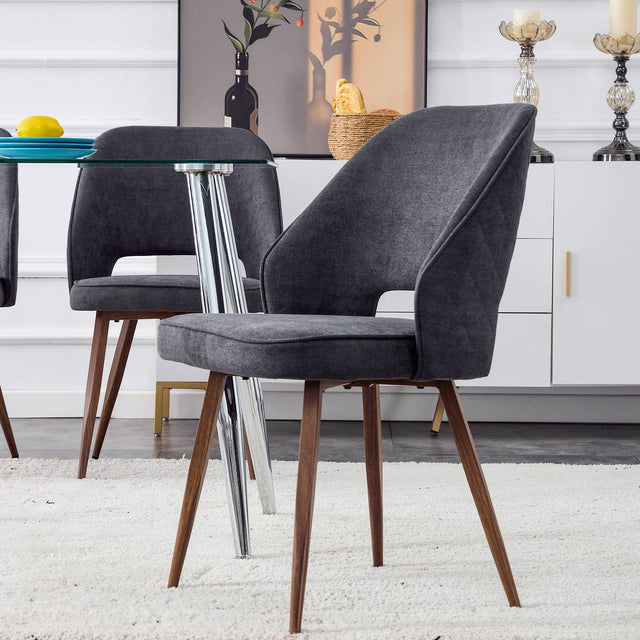Modern Dining Chairs, Velvet Accent Chair, Living Room Leisure Chairs, Upholstered Side Chair with Metal Legs for Dining Room Kitchen Vanity Patio Club Guest (Set of 2) ( Dark Grey Office Chair)