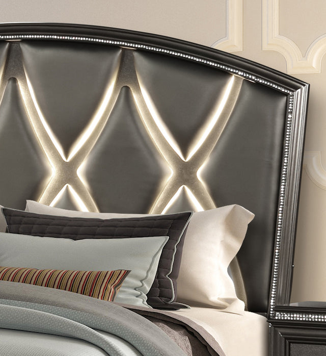 Ginger King 5 Pc LED Bedroom set made with wood in Copper