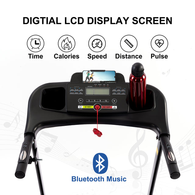 FYC Folding Treadmills for Home with Bluetooth and Incline, Portable Running Machine Electric Compact Treadmills Foldable for Exercise Home Gym Fitness Walking Jogging