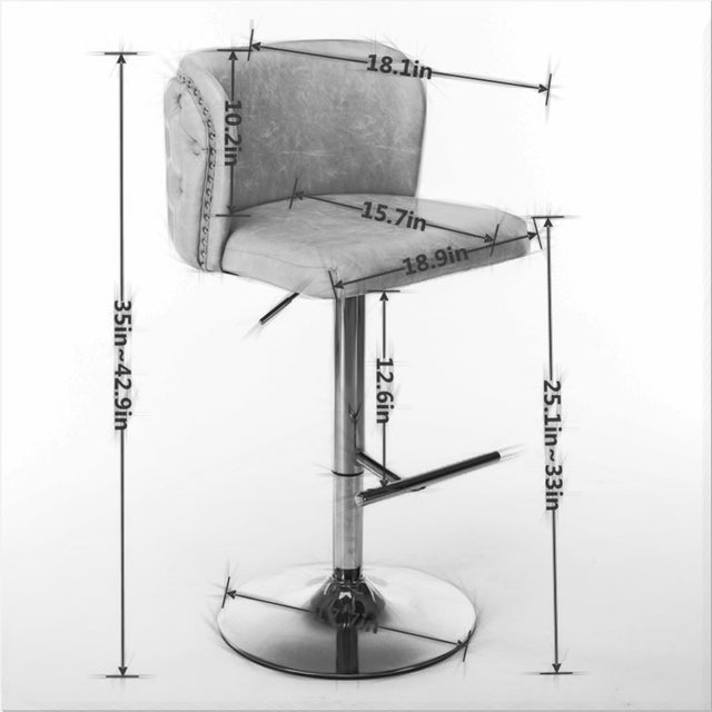 A&A Furniture,Swivel Barstools Adjusatble Seat Height, Modern PU Upholstered Bar Stools with the whole Back Tufted, for Home Pub and Kitchen Island(Black, Set of 2)