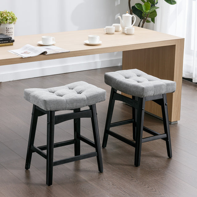 A&A Furniture,Counter Height 25" Stools for Kitchen Counter Backless Faux Leather Stools Farmhouse Island Chairs (25 Inch, Gray,Set of 2), SW1838GY