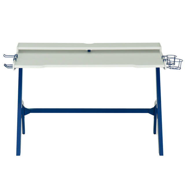 Techni Sport Ergonomic Computer Gaming Desk Workstation with Cupholder & Headphone Hook, Blue