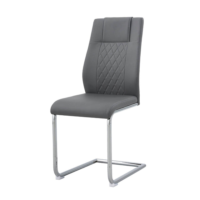Modern Dining Chairs with Faux Leather Padded Seat Dining Living Room Chairs Upholstered Chair with Metal Legs Design for Kitchen, Living, Bedroom, Dining Room Side Chairs Set of 2 (grey+PU Leather)