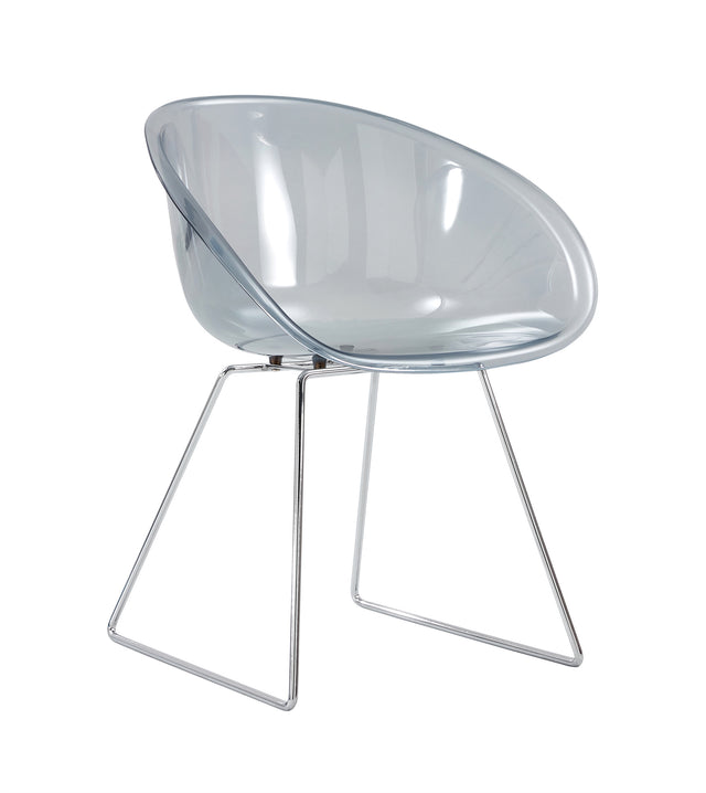 Transparent Semicircle Side Chair, Dinning Chair, 2 pc per set