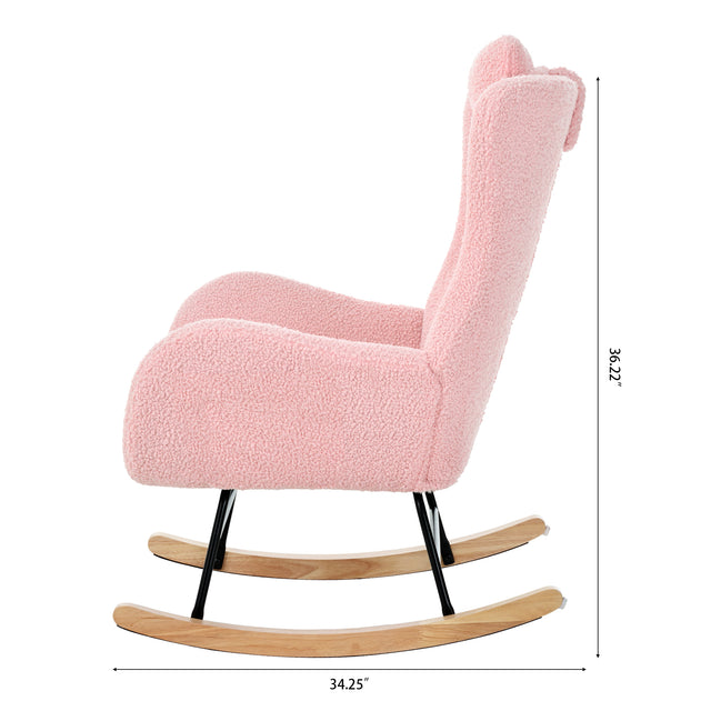 Rocking Chair - with rubber leg and cashmere fabric, suitable for living room and bedroom