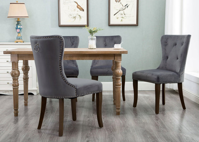 TOPMAX Dining Chair Tufted Armless Chair Upholstered Accent Chair, Set of 6 (Grey)