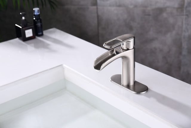 Bathroom Faucet Waterfall Bathroom Faucet Pop Up Drain Bathroom Sink Faucet,Faucet for Bathroom Sink,Single Handle Single Hole Bathroom Faucets
