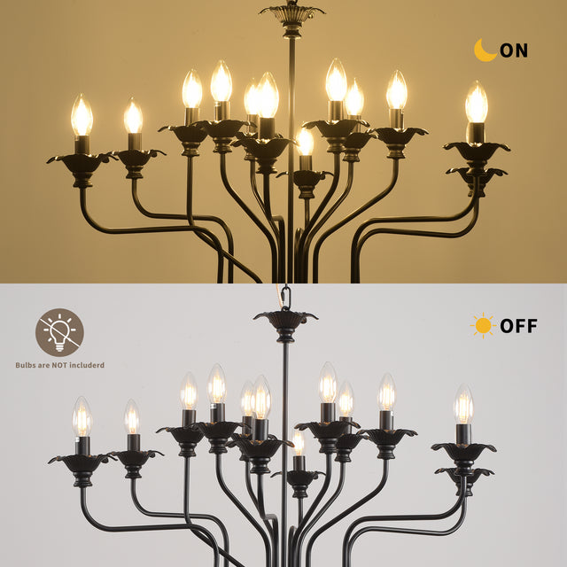 Retro American style stamen-shaped iron chandelier -12 bulbs -E12 lamp holder