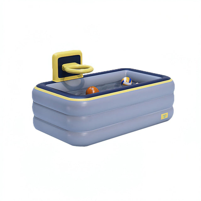 Toy inflatable swimming pool with basketball rack, thickened family inflatable swimming pool suitable for outdoor, garden, backyard, summer
