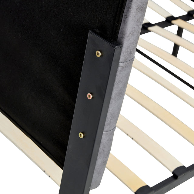 King Size Bed Frame, Tech cloth Upholstered Platform Bed Frame with Adjustable Headboard, Square Stitched Button Tech cloth Mattress Foundation with Wood Slats, Easy Assembly, No Box Spring Needed