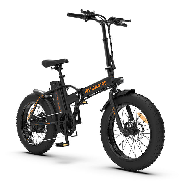 AOSTIRMOTOR Folding Electric Bike Ebike Bicycle 500W Motor 20" Fat Tire With 36V/13Ah Li-Battery Beach Snow Bicycle A20