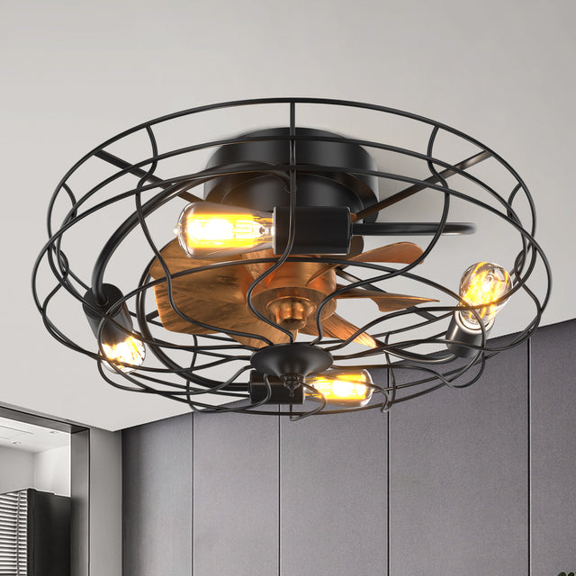Indoor Low Profile Industrial 3-ABS Blade Remote Control LED Bulb Ceiling Fan with Light