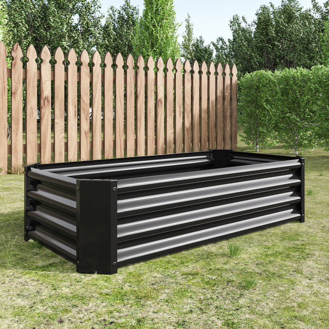 Metal Raised Garden Bed, Rectangle Raised Planter 4×2×1ft for Flowers Plants, Vegetables Herb Veezyo Black