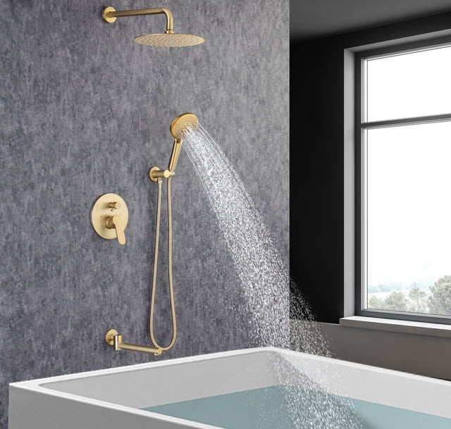 Tub Shower Faucets Sets Complete Bathtub Faucet Set Brushed Nickel Bathtub Shower System with Tub Spout, Bathroom Tub and Shower Faucet Combo Trim Kit with Rough-in Valve