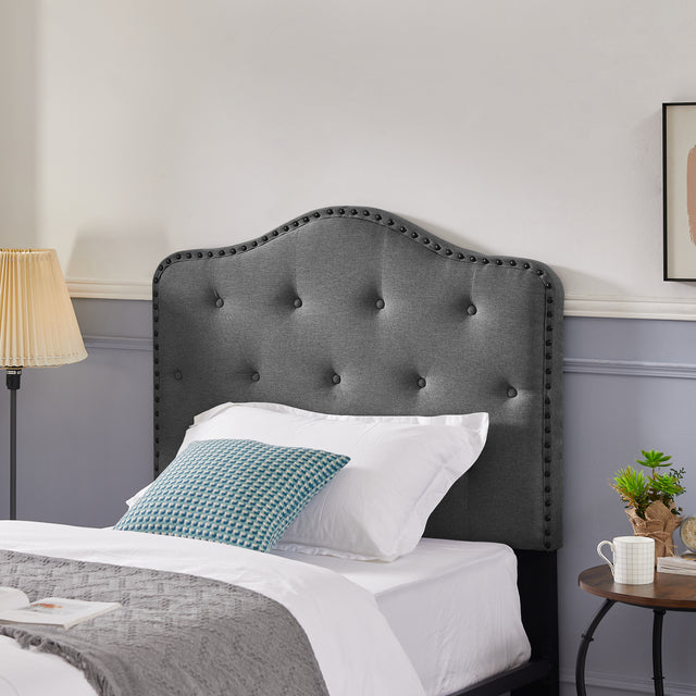 B113 Twin bed, Beautiful headboard with buttons Strong iron frame with high temperature paint