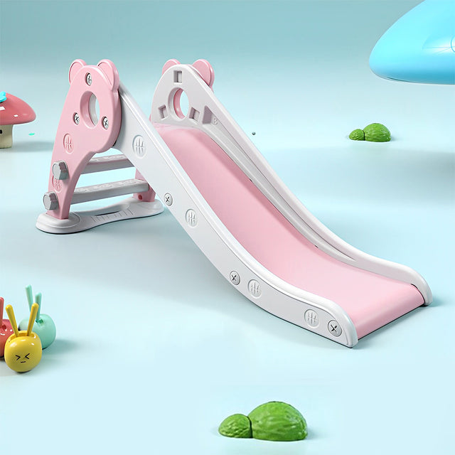 Kid Slide for Toddler Age 1-3 Indoor Bear pink Plastic Slide Outdoor Playground Climber Slide