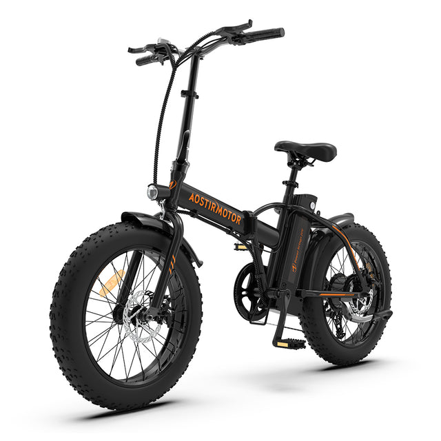 AOSTIRMOTOR Folding Electric Bike Ebike Bicycle 500W Motor 20" Fat Tire With 36V/13Ah Li-Battery Beach Snow Bicycle A20