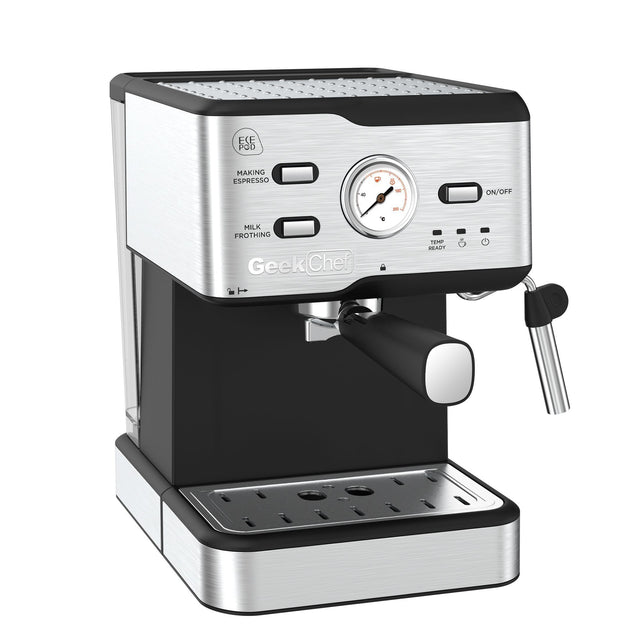 Espresso Machine 20 Bar Pump Pressure Cappuccino latte Maker Coffee Machine with ESE POD filter&Milk Frother Steam Wand&thermometer, 1.5L Water Tank, Stainless steel Espresso Complimentary ESE Filter