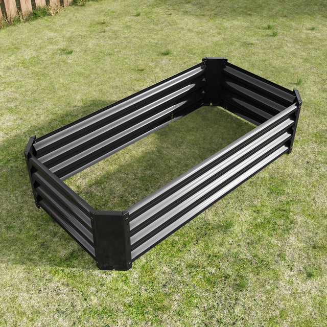 Metal Raised Garden Bed, Rectangle Raised Planter 4×2×1ft for Flowers Plants, Vegetables Herb Veezyo Black