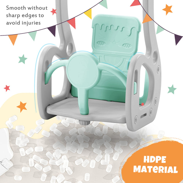 Toddler Slide and Swing Set 3 in 1, Kids Playground Climber Swing Playset with Basketball Hoops Freestanding Combination Indoor & Outdoor