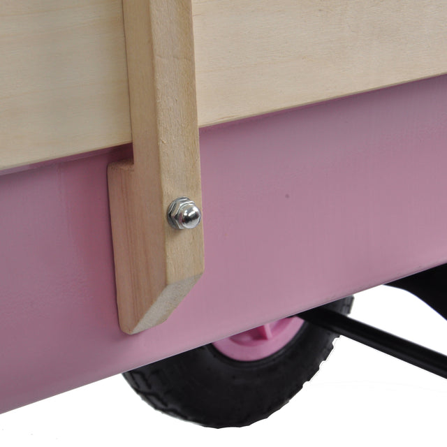 Outdoor Wagon All Terrain Pulling w/Wood Railing Air Tires Children Kid Garden
