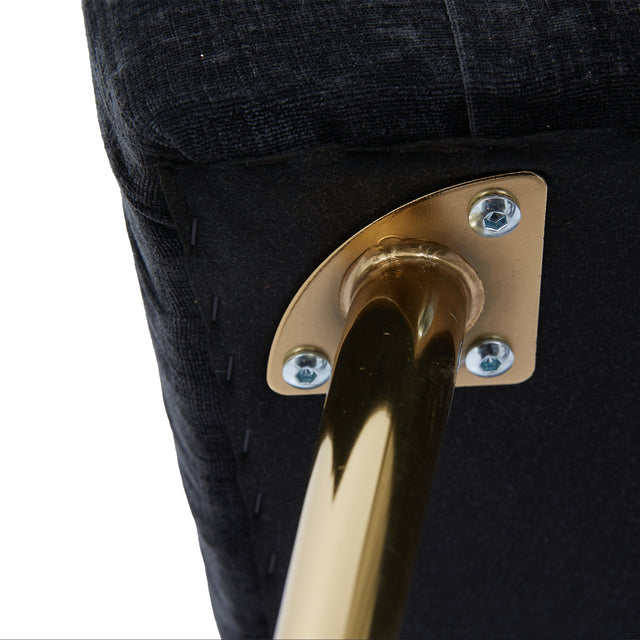 51"W Modern Chenille Loveseat Small Sofa Small Mini Room Couch Two-Seater Sofa With 2 Throw Pillows Gold Metal Legs for Small Space Office Studio Apartment Bedroom, Black Chenille