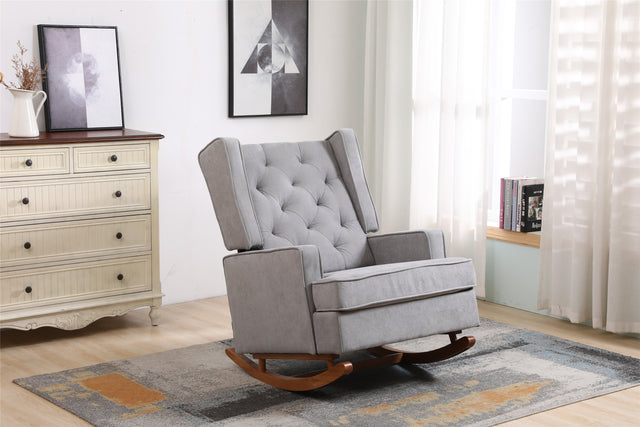 COOLMORE living room Comfortable rocking chair accent chair with light grey fabric
