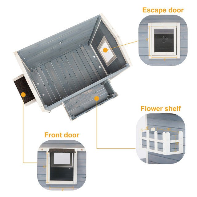 Feral Cat House, Larger Design for 3 Adult Outdoor Cats Weatherproof
