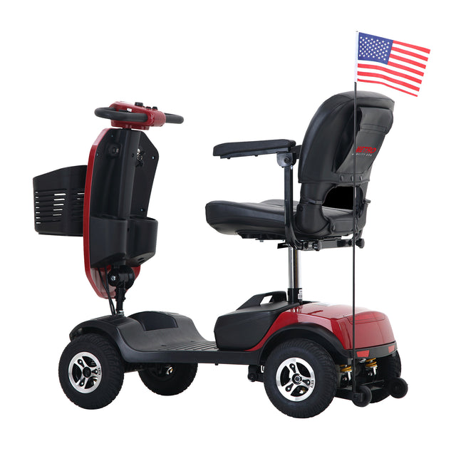 W429S00032 PATRIOT RED Outdoor compact mobility scooter with windshield
