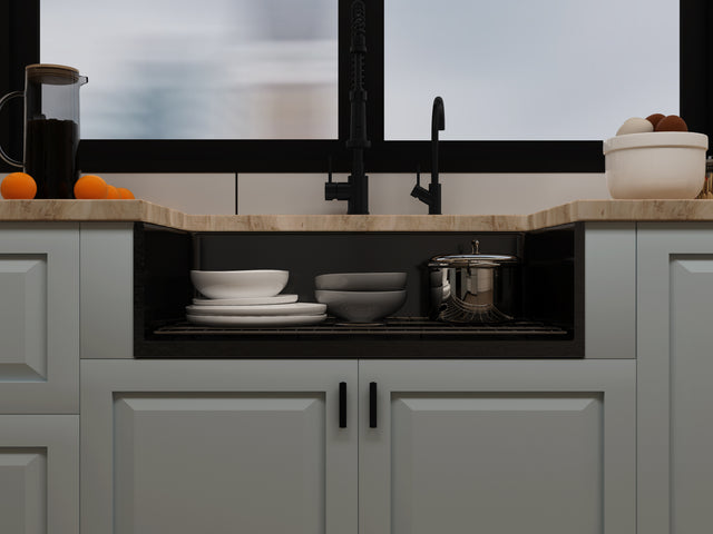 Matt Black Fireclay Farmhouse Kitchen Sink 33 inch Single Bowl Apron Sink with Bottom Grid in & Drain , Black Color