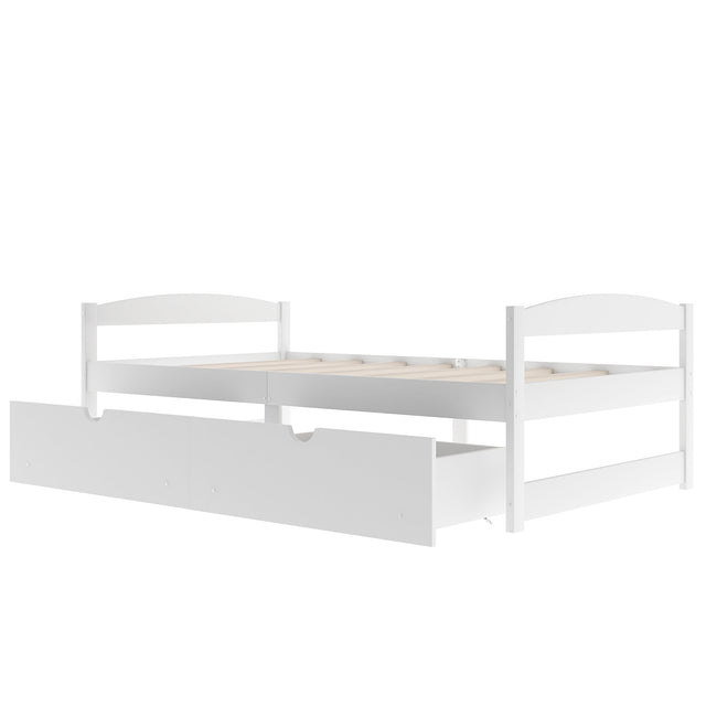 Twin size platform bed, with two drawers, white(New)