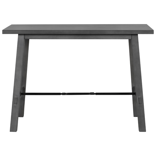 TREXM Counter Height Dining Table Solid Wood & Metal Dining Table for Small Space (Gray)