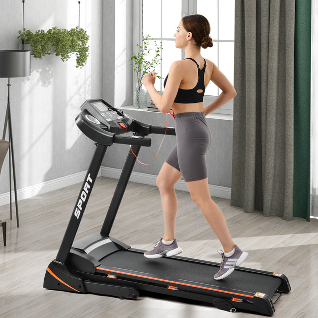 Folding Electric 3.5HP Treadmill With Incline Medium Running Machine Motorised LCD Gym 330lbs; Folding Treadmill Electric Motorized Power 14.8KM/H Running Fitness Machine Gym(W54022178 Upgrade)