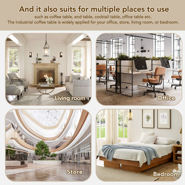 ON-TREND Modern Coffee Table, Easy Assembly Tea Table, Thicken Cocktail Table with w/Chevron Pattern & Metal Hairpin Legs for Living Room, Ash Wood Finished