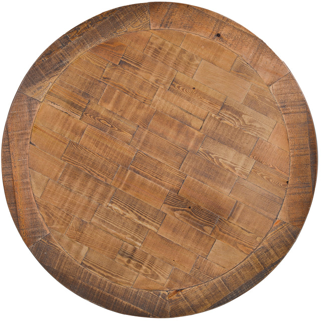 TREXM Rustic Natural Round Coffee Table with Storage Shelf for Living Room, Easy Assembly (Round)
