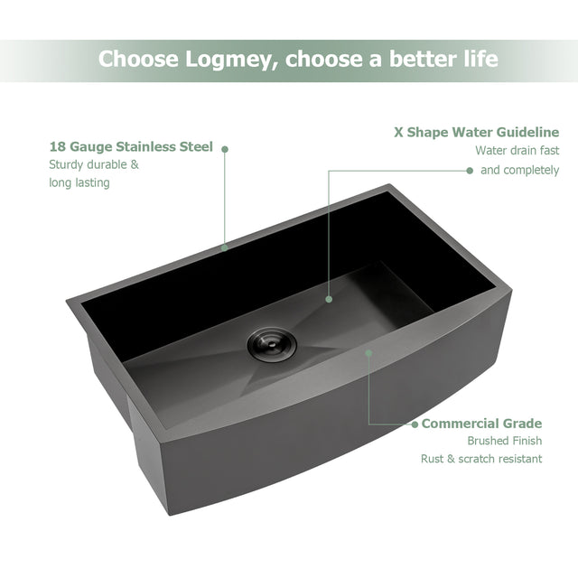 30 Farmhouse Sink - 30 Inch Kitchen Sink Gunmetal Black Single Bowl Apron Front Farmhouse Sink 18 Gauge Stainless Steel Farm Sink