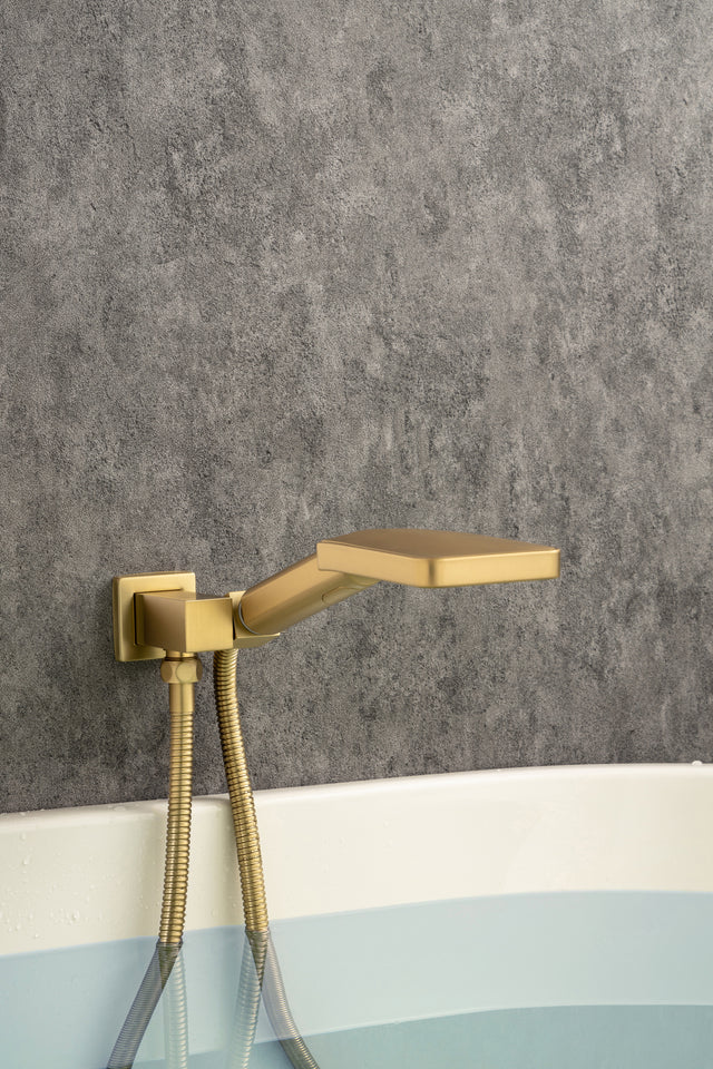 Waterfall Tub Faucet Wall Mount Roman Tub Filler Chrome Single Handle Brass Bathroom Bathtub Faucet with Hand Shower