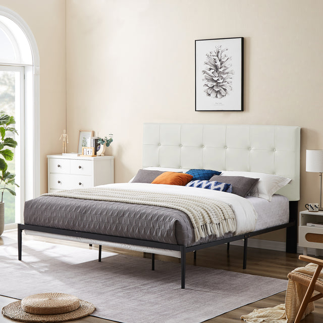 B112 King bed PVC cover haedboard with Sponge interlayer. Strong iron frame with high temperature paint