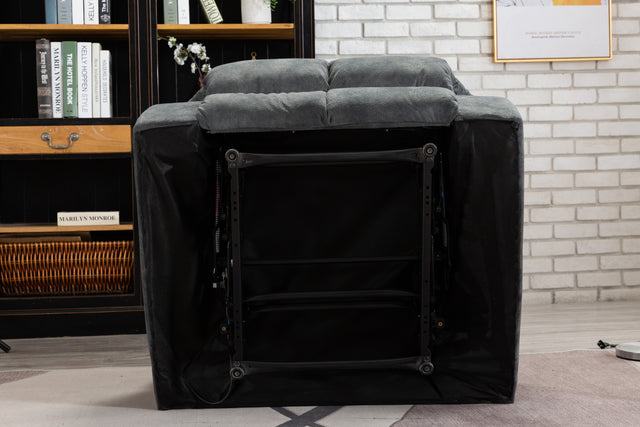 Recliner Chair Overstuffed, Manual Reclining Single Couch Wide Seat with Thickened Headrest and Back (Gray)