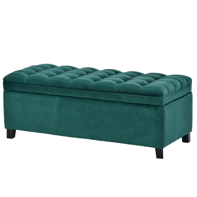 U-stye Upholstered Flip Top Storage Bench with Button Tufted Top
