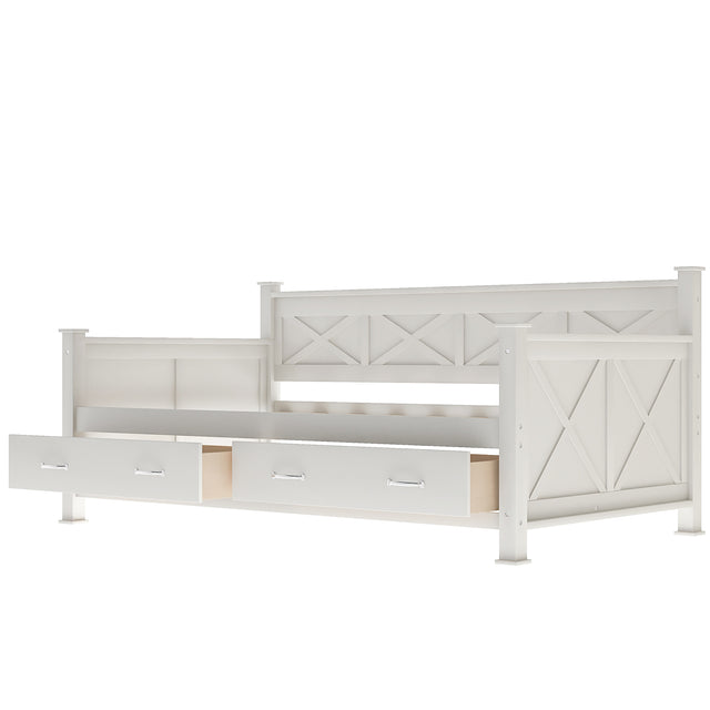 Twin Size Wooden Modern and Rustic Casual Style Daybed, Cream White(New)