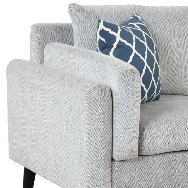 84.65" Modern Upholstered L-Shape Sofa Couch with Chaise and 2 Pillows,3-Seater Couch with rubber wood legs for Living Room,Apartment,Small Space,Light Gray