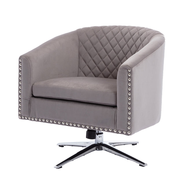 COOLMORE Swivel Barrel chair living room chair with nailheads and Metal base