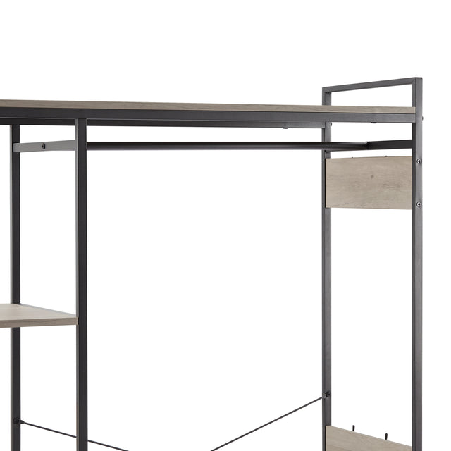 JHX Organized Garment Rack with Storage, Free-Standing Closet System with Open Shelves and Hanging Rod(Grey,45.3’’w x 15.75’’d x 70.08’’h).