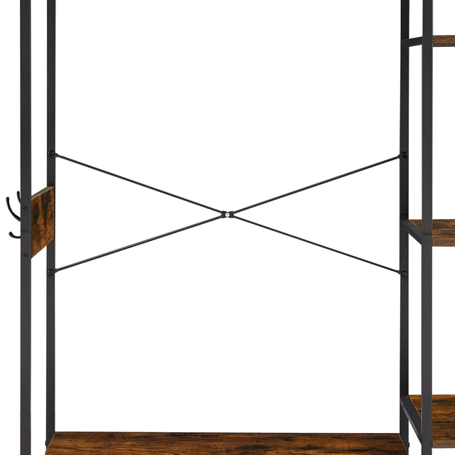 JHX Organized Garment Rack with Storage, Free-Standing Closet System with Open Shelves and Hanging Rod(Rustic Brown,45.3’’w x 15.75’’d x 70.08’’h).