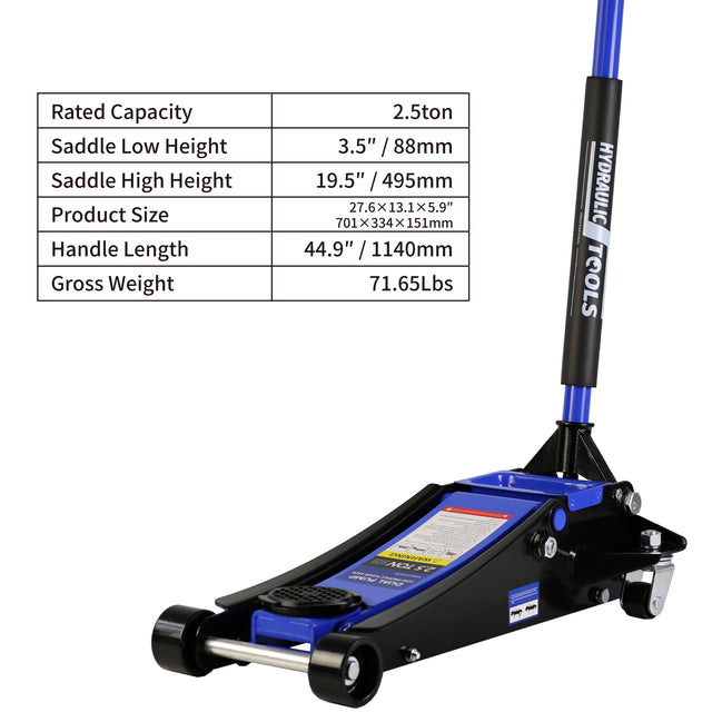 2.5 Ton Low Profile Floor Jack,Steel Racing Floor Jack with Dual PistonsQuick Lift Pump,Hydraulic floor jack