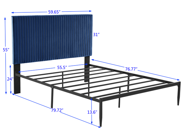 B110 Full bed Beautiful line stripe cushion headboard Strong iron frame with high temperature paint