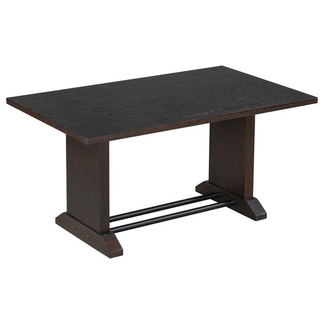 TREXM Farmhouse Wood Dining Table with Iron Pipes for 6 Person for Kitchen Dining Room (Espresso)