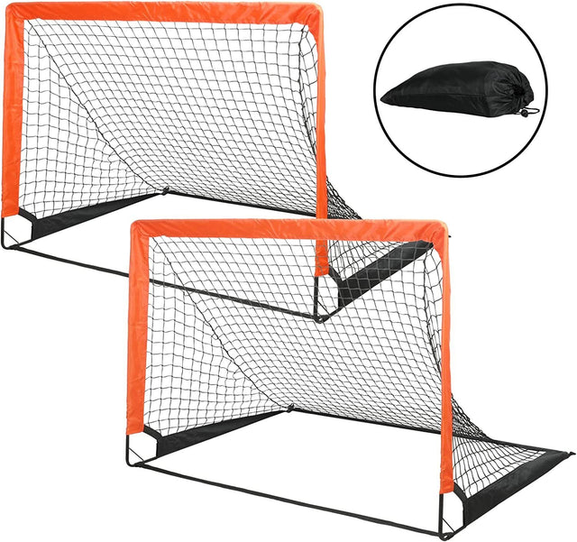 Simple Deluxe 4‘x3’ Portable Soccer Goal, Pop Up Folding Soccer Net Comes with 2 Oxford Cloth Bags and 8 Stakes, Great for Training for Backyard